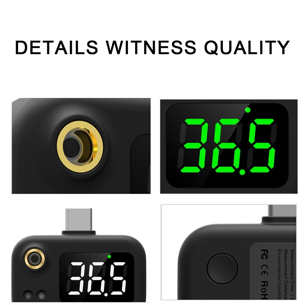 Mobiltelefon usb smart termometer berøringsfritt infrarødt termometer termometer lcd-skjerm til iphone/android tilfeldig farge