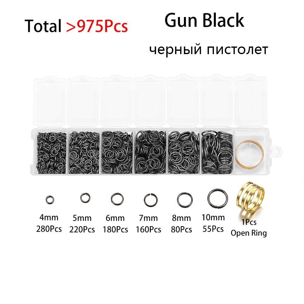 975 Pz/set 4 5 6 7 8 millimetri Anello di Salto Aperto Anello Aperto Connettori FAI DA TE Per La Collana Della Catena Monili Che Fanno set di Trovare Accessori kit: Gun Black