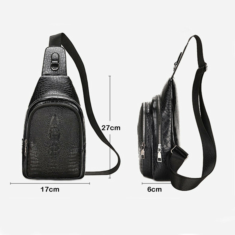 Mannen Vintage Pu Lederen Persoonlijkheid Krokodil Reizen Schouder Veelzijdige Ademend Comfortabele Schoudertas Messenger