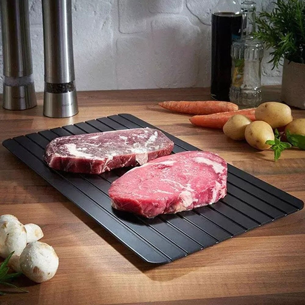 Fast Defrosting For Kitchen Plates Food Meat Tools Cutting Board Tray Fruit Gadget Frozen Thaw That Defrost Black Aluminum