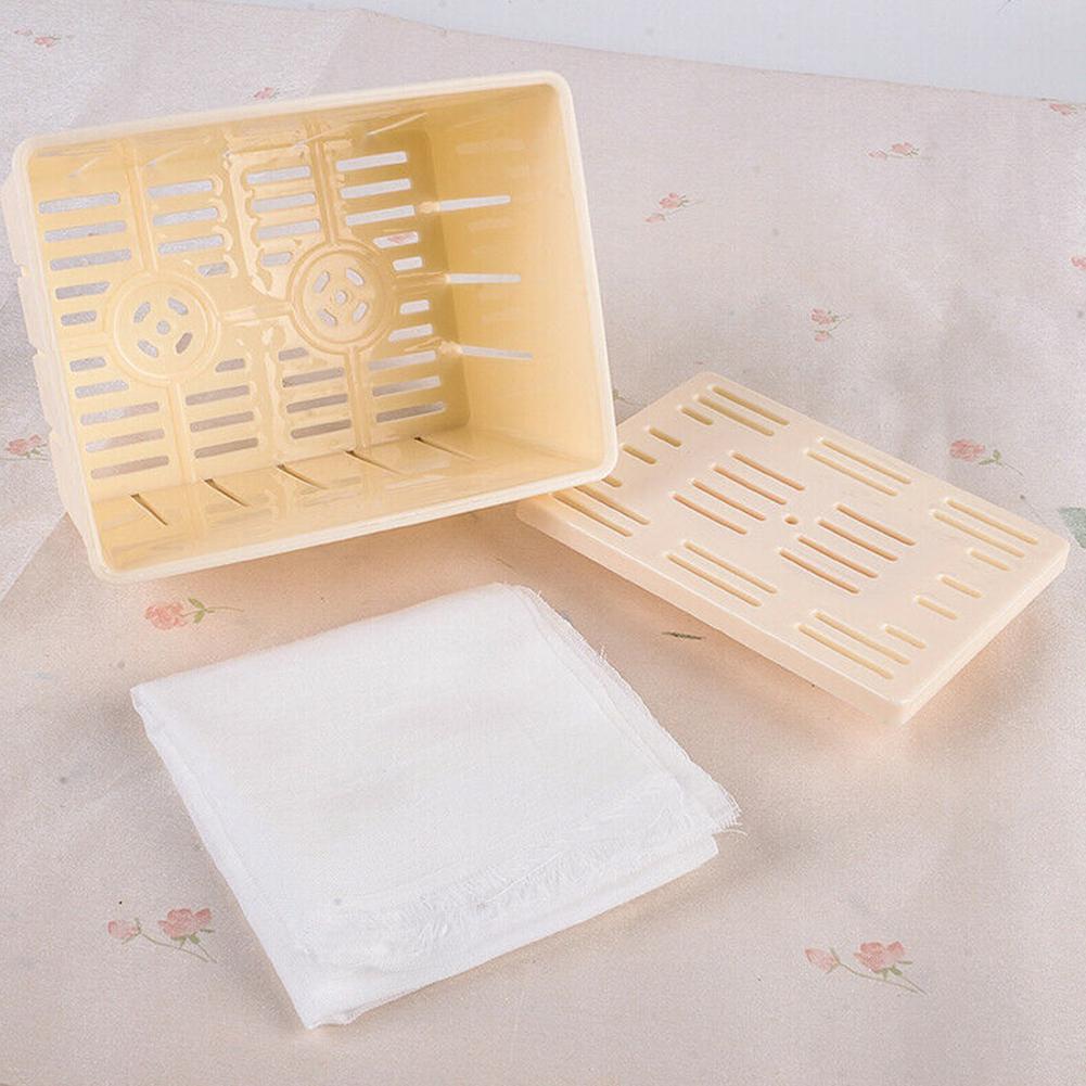 1 stk./sæt plastik tofu maker presseformesæt + osteklud soja diy presseform køkkenværktøj fødevarekvalitet pp