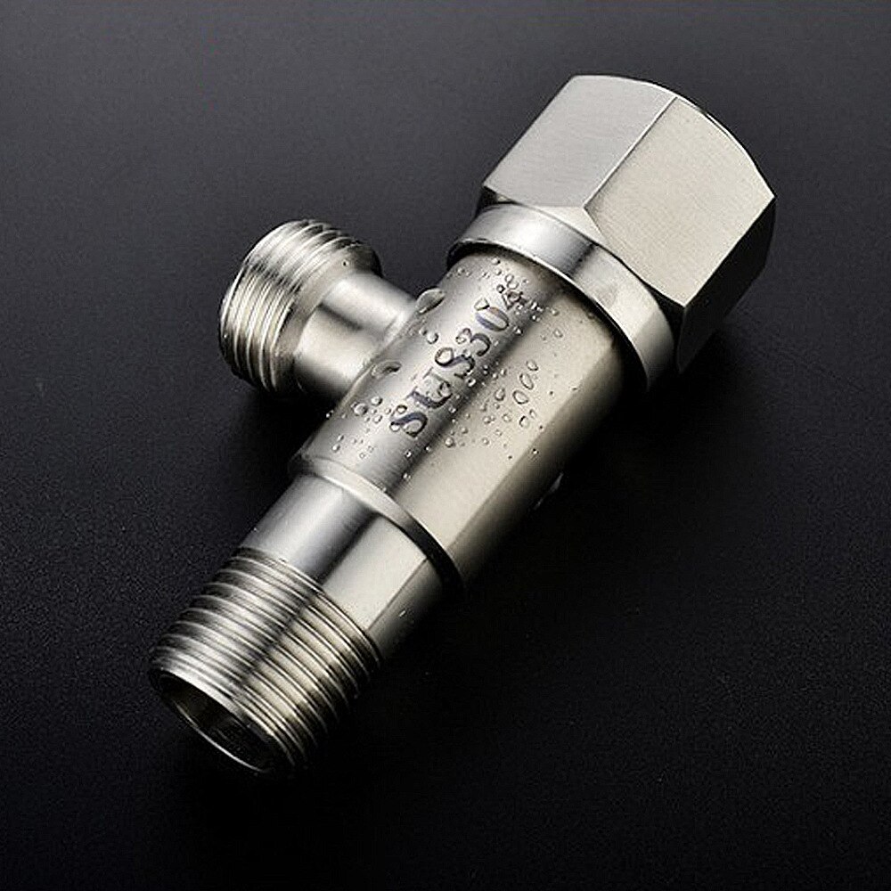Stainless Steel Angle Valve G1/2 Thread Triangle Valve and Cold Water Valve Bathroom Connector for Toilet Basin Water Heater: Default Title
