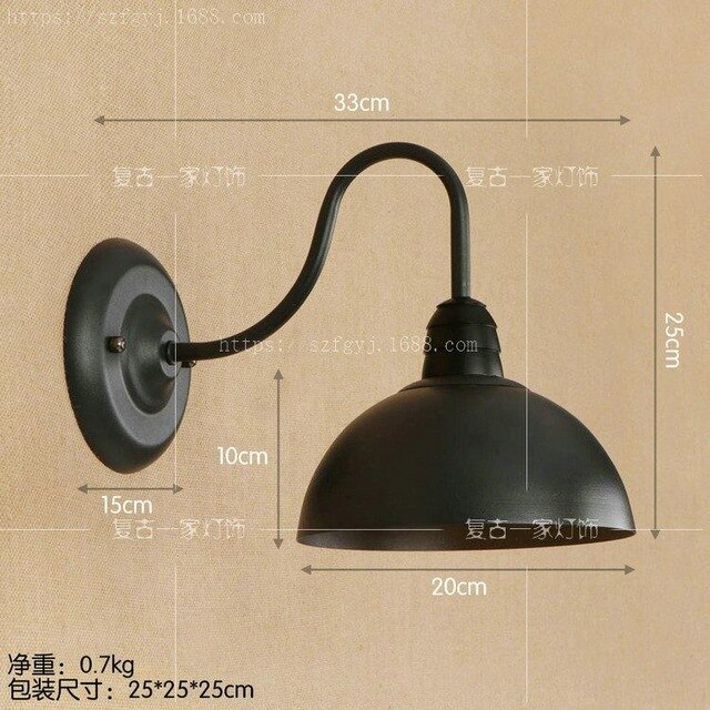 Utomhus loft retro vägglampa café dekoration smidesjärn enhuvud utomhus korridor gång glas vattentät vägglampa: Föränderlig