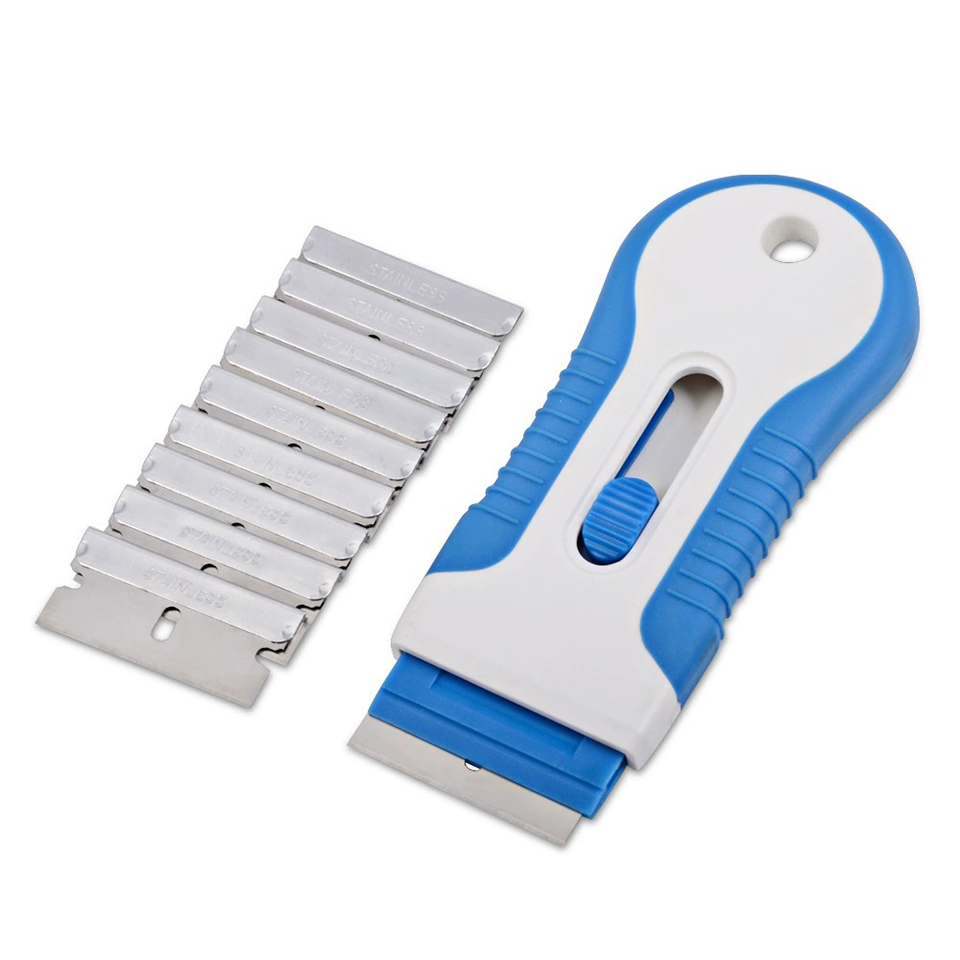 Retractable Razor Blade Scraper With 10 Blades,Safe Adhesive Remover Tool for Labels, Stickers, Decals & Glue Residue KDL-89