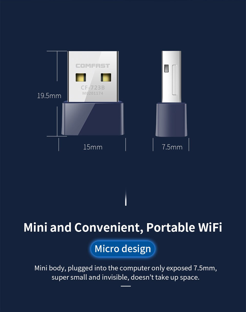 Comfast CF-723B Mini USB 2.0 150Mbps kabellos Wifi Adapter Dongle Empfänger Netzwerk LAN Karte PC Bluetooth 4,0 Empfangen & Übertragen