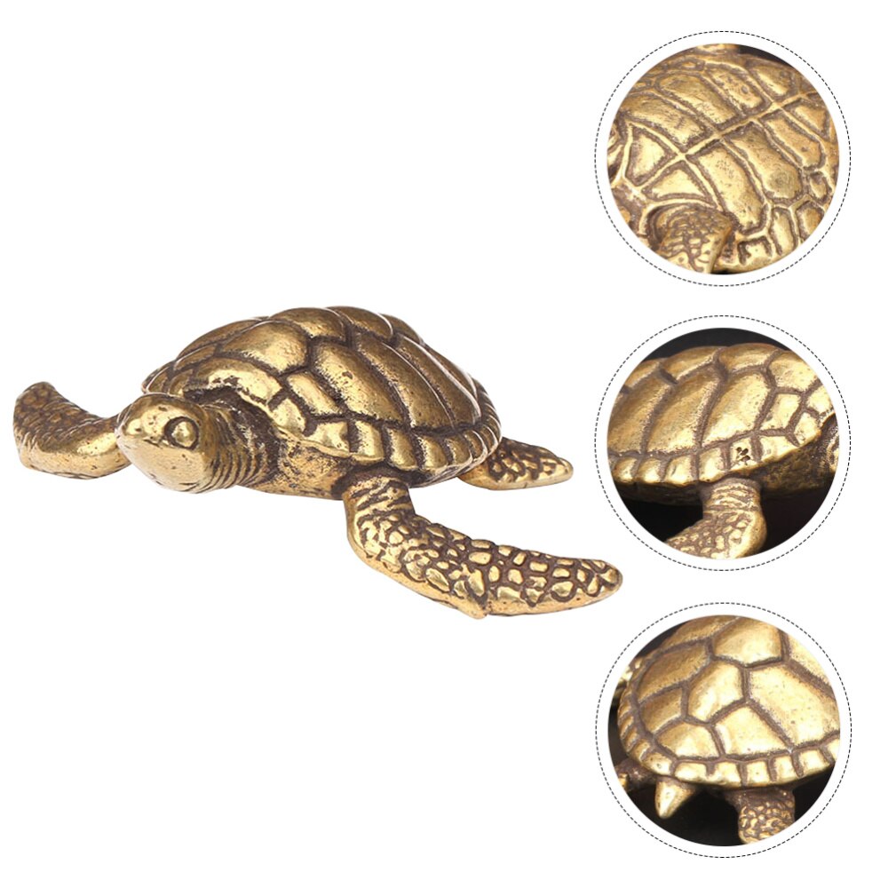1pc Brass Turtle Statue Copper Retro Animal Sculpture for Table Old People Study Room