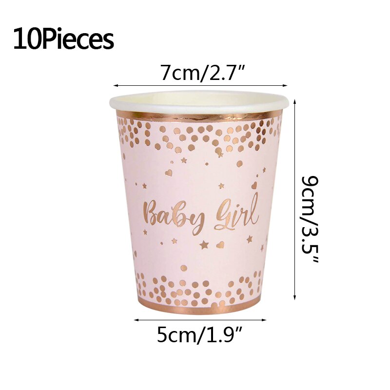 Rose Gold Wegwerp Servies Set Papieren Borden Cups Baby Meisje Verjaardag Bruiloft Bachelorette Party Decora Baby Shower Servies: B03-10Pieces