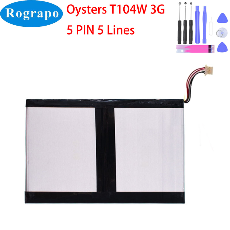 3.7V 6000mAh Tablet PC Battery For Oysters T104W 3G Rechargeable Accumulator 5 PIN 5 Wires Plug