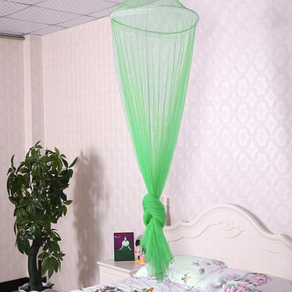 Verão laço redondo anti-mosquito cama dossel rede cortina de malha de poliéster tecido casa têxtil elegante pendurado cúpula mosquiteiro: Green