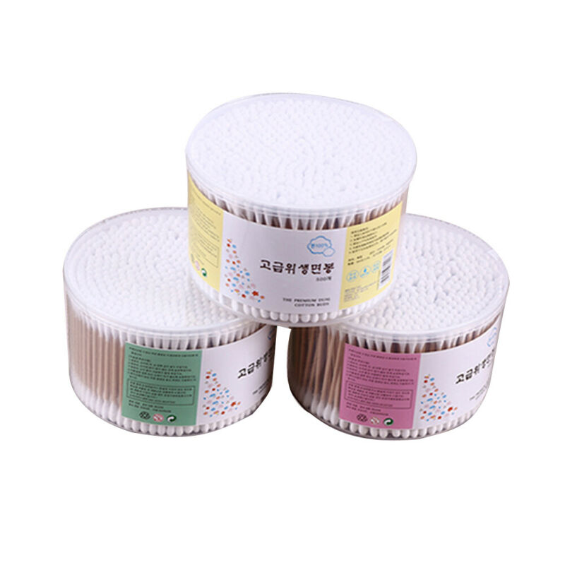 500 Pcs Makeup Disposable Double Tip Cotton Buds Applicator Wooden Swabs Q-tips: Default Title
