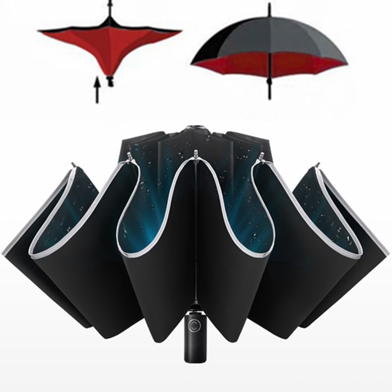 Reflective Big Parapluie Inverse Umbrella For Car Business Foldable Umbrella Rain Men Women Automatic Reverse Umbrellas Strong