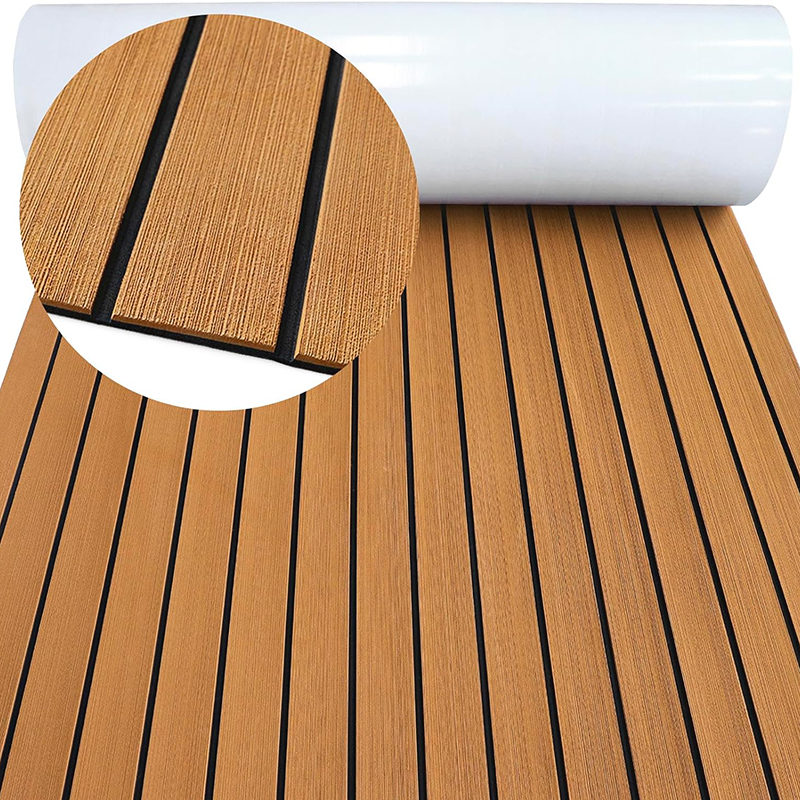 2400*450mm stk . eva-skum imiteret teak båddæk måtter teak yacht marine gulv vandtæt ponton brun sort gulvbelægning motorbåde: Hvid