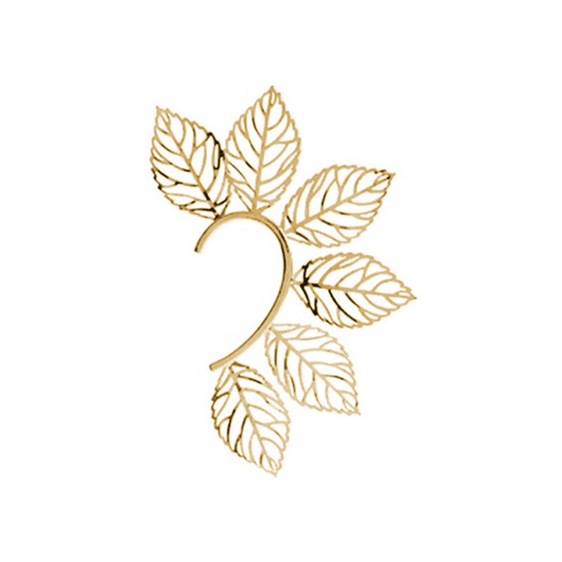LNRRABC Cute Ear Cuff Big Earrings for Women Jewelry Boho Gold Silver Leaf No EarHole Clip Earring Bijoux Femme: Golden