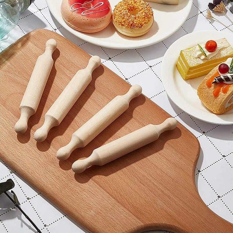 15 Pieces Wooden Mini Rolling Pin 6 Inches Long Kitchen Baking Rolling Pin Small Wood Dough Roller for Children Fondant