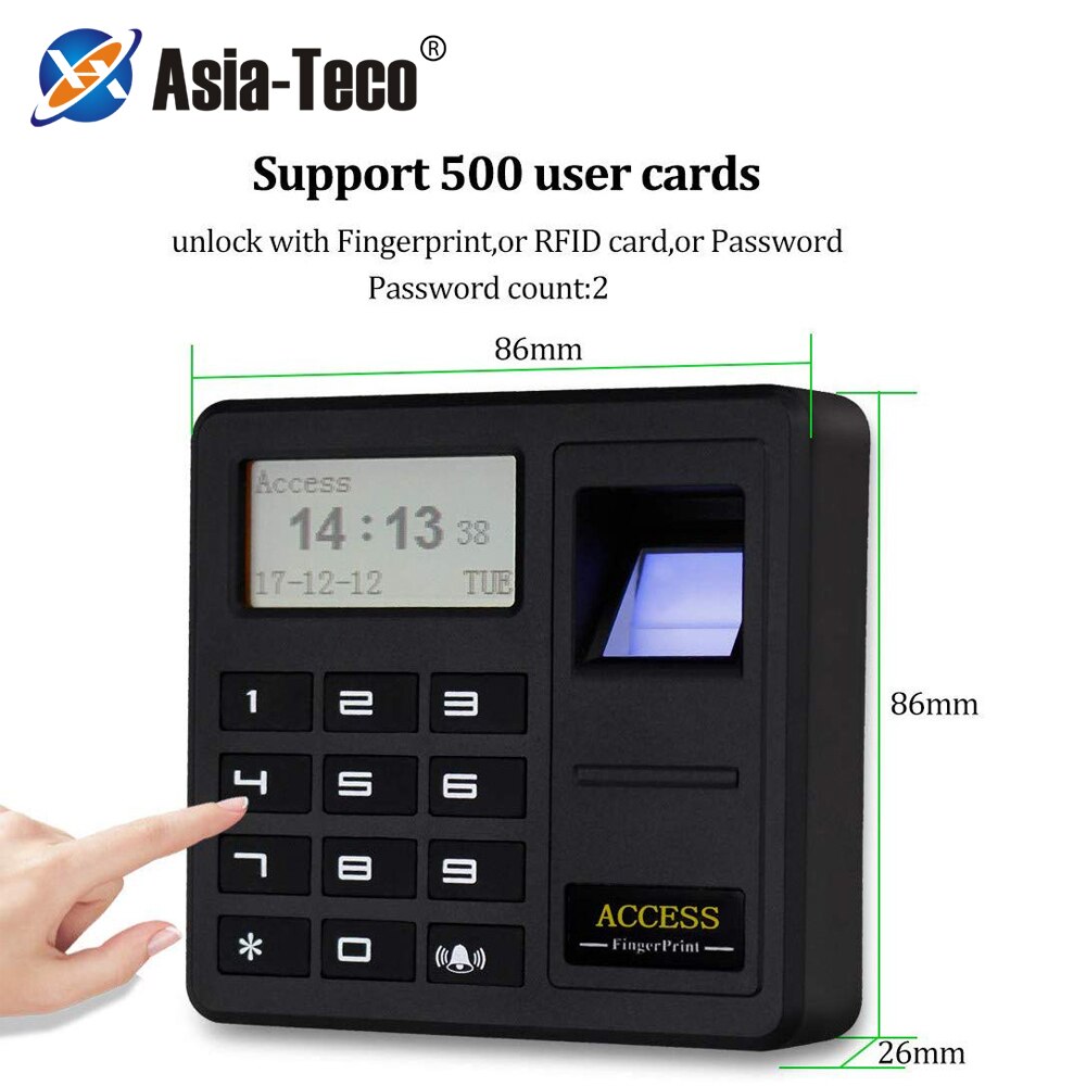 Fingerprint Keypad Password Access Control Optional 125KHZ RFID 13.56MHZ IC Card Reader Biometric Door Access Control