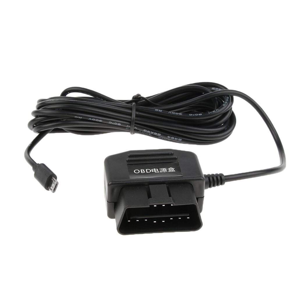 12V/36V to 5V/2A Car Dash Cam Hardwire Kit Micro USB Right Head OBD Step Down Cable DVR GPS 3.5 Meters