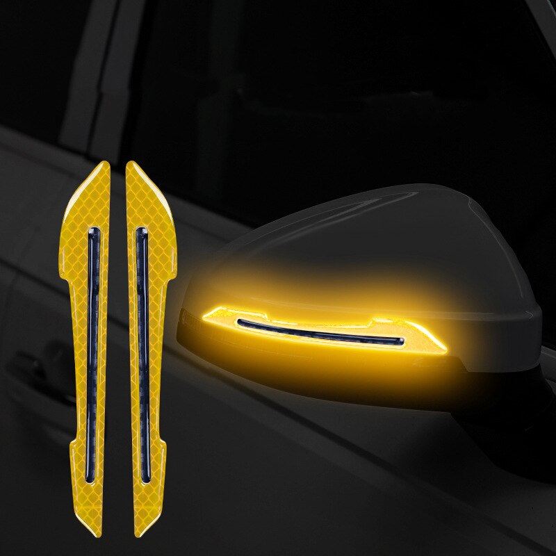 2 sztuk/zestaw samochodów odblaskowe naklejki ostrzegawcze Precut odblaskowa taśma znakująca lusterko wsteczne naklejki antykolizyjne