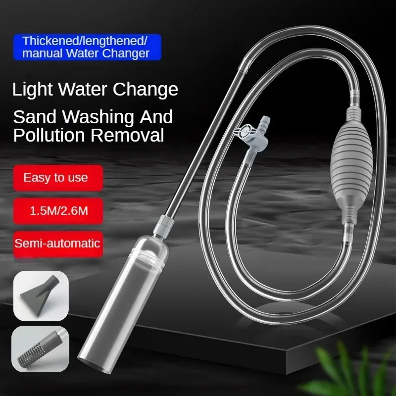 Kit de herramientas de limpieza para lavado de hielo y cambio de agua, sifón para acuario, grava al vacío/arena, con tubo de extensión, grande