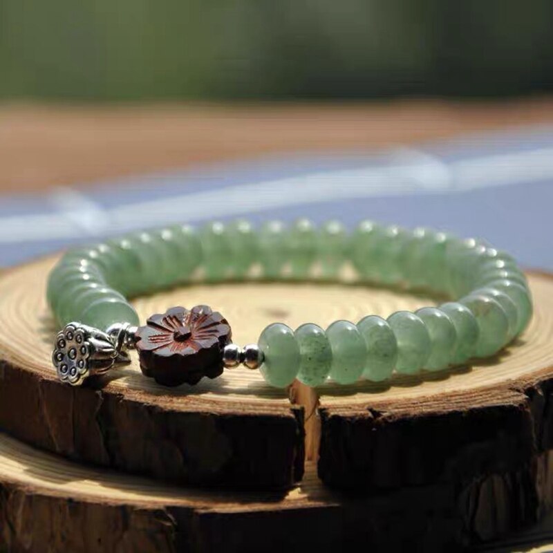 Jade armbånd sikkerhedsknap kollokation lotus rod vedhæng enkel halskæde damer kinesisk stil rosenkrans tilbehør: 15cm