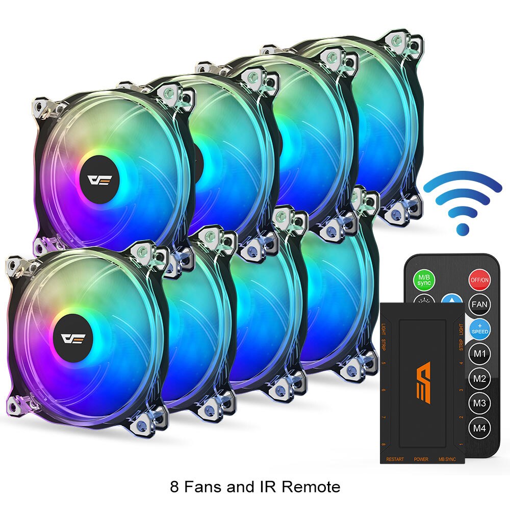 Darkflash PC Case Fan Computer 120mm Fan Clear Frame Quiet+Remote Computer Cooling CPU Cooler ASUS AURA SYNC RGB Case Fan CF8