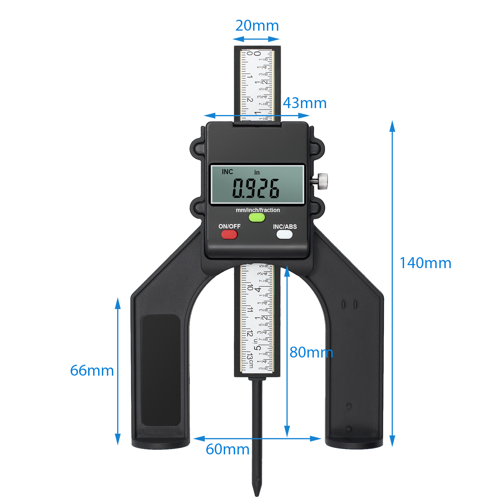 Digital Tread Depth Gauge Magnetic Self Standing Aperture 80mm Hand Routers Mini Digital Guage Height Gauge for Router Table