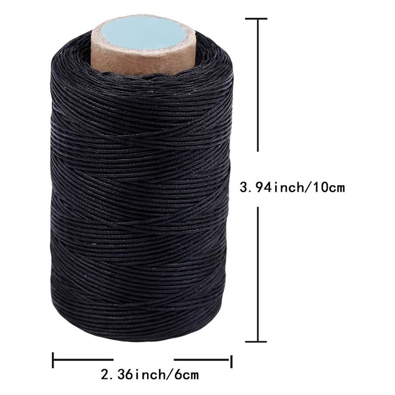 Hilo encerado de costura de cuero de 284 yardas KAOBUY-Práctico hilo largo de costura para artesanía de cuero DIY, reparación de zapatos (negro)