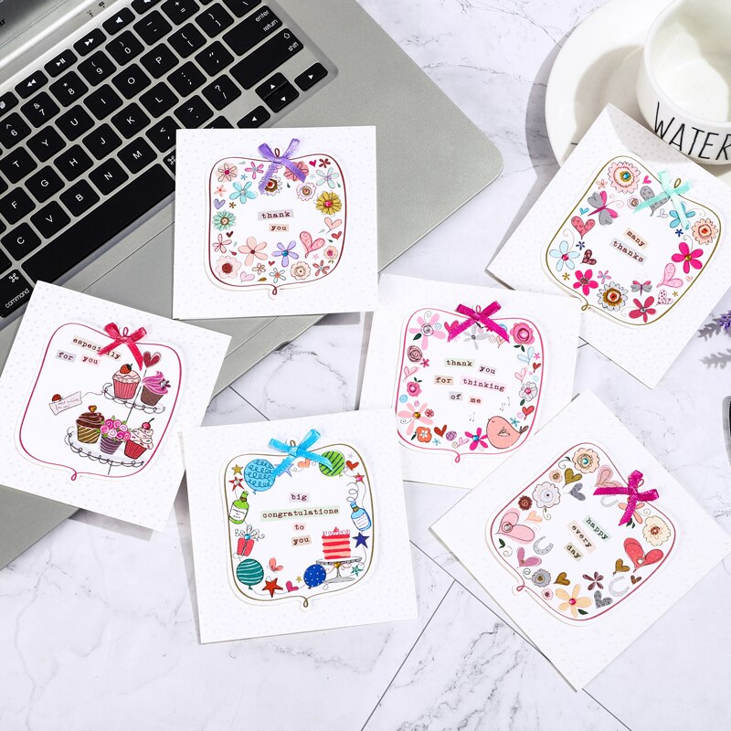 cute mini greeting cards square kids handmade birthday flower small cards for mother's day