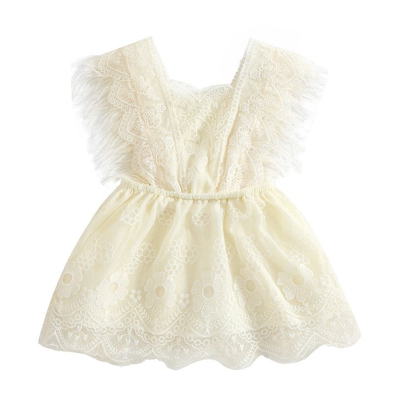 Summer Toddlers Girls Princess Lace Sleeveless Crochet Pattern Dress Decoration Short Dress Clothes 6M-4Y: 3T