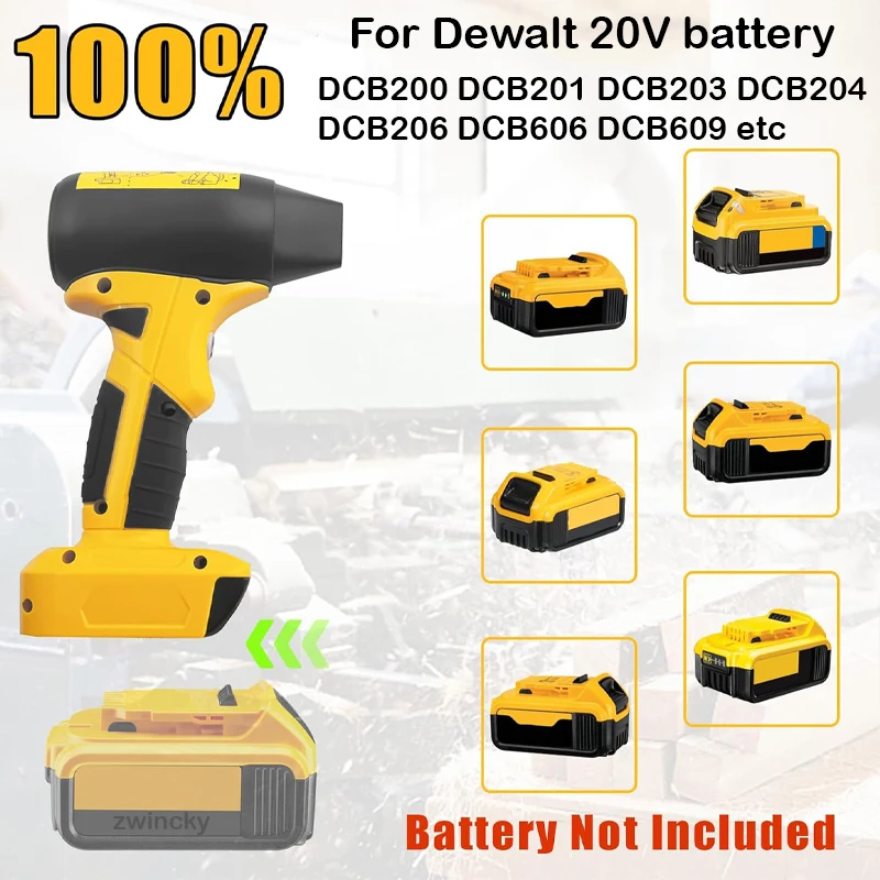 Ventilateur portable sans fil pour Dewalt, souffleurs pour DCB200, DCB201, DCB203, batterie 18-20V, 130000 tr/min, moteur turbo