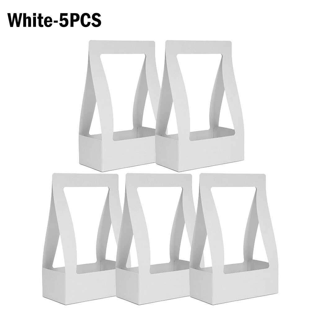 5 pièces présente boîte Bouquet papier pliable boîte à fleurs pour salon boîte de mariage emballage fête Festival boîte à fleurs: white-5PCS