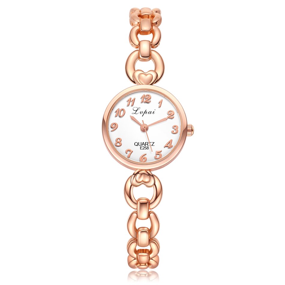 Lvpai Luxe Casual Mode Armband Horloge Bloem Band Polshorloge Jurk Elegantie Quartz Horloge Voor Vrouwen Horloge: P131-GO-W