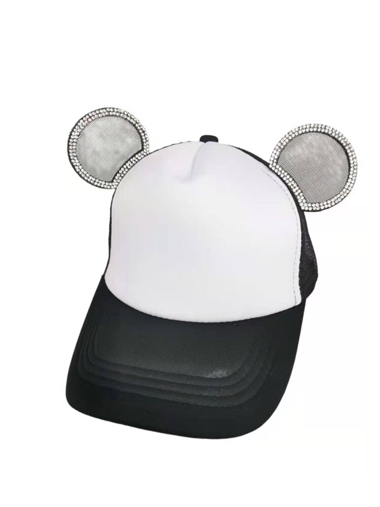 Chapéu de sol do bebê com orelhas de diamante chapéu do bebê menino bonito sol malha chapéu primavera verão fotografia estrada boné de beisebol para crianças menino casquette: Preto / 3-8 years 54cm