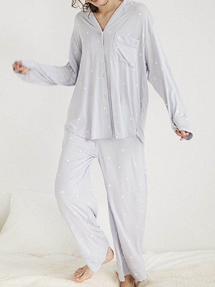 Ladies two-piece long-sleeved pajamas, comfortable modal home service suits, fashionable and simple pajamas, sleepwear