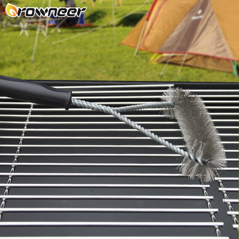 Cepillo de limpieza potente para barbacoa, cepillo de Metal para parrilla de barbacoa, negro, cerdas de alambre útiles, limpiador triangular, herramientas