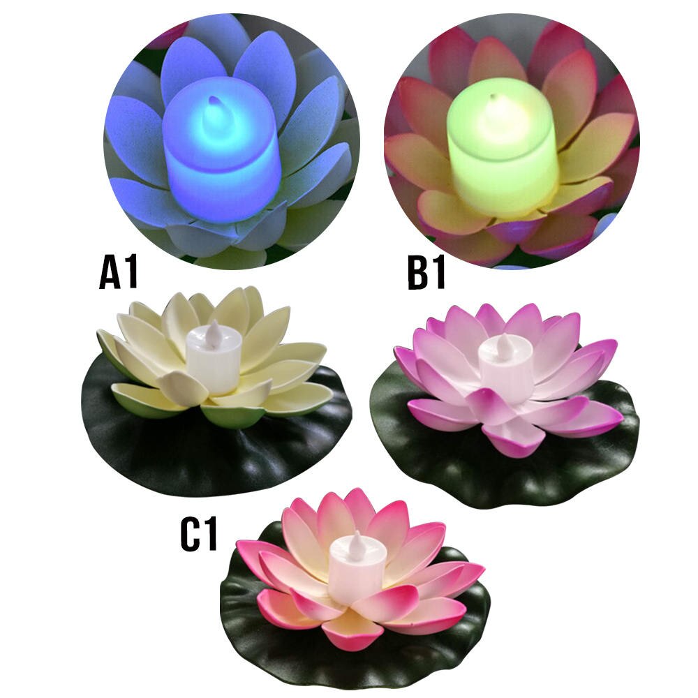 1 Pcs LED Romantic Lotus Lamps Electronic Candle Colorful Lotus Lamp Water Floating Candle Light Birthday Wedding Party Decor