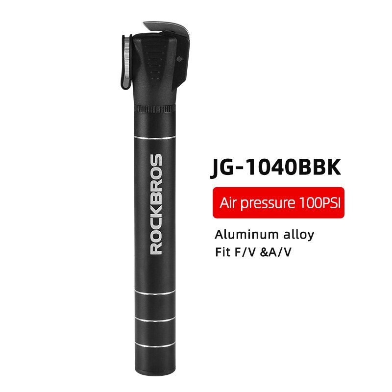 Rockbros mini fietspompen draagbare mtb fiets aluminiumlegering fietspomp geschikt voor presta & schrader ventiel fietsaccessoires: Jg -1040 bbk