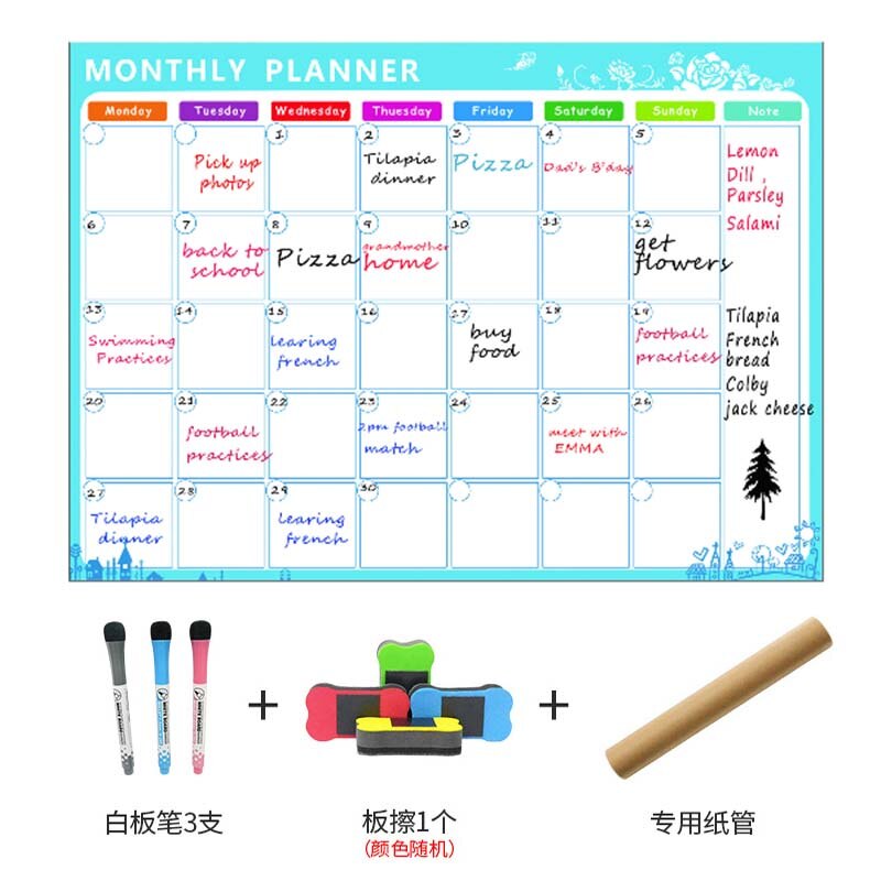 A3 whiteboard månedlig plan skole kunngjøringstavle diy magnetisk meldingstavle kjøleskap magnet kalender daglig planlegger: 1