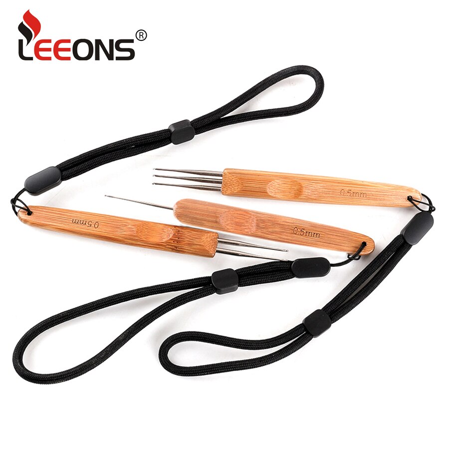 0.75Mm Crochet Hooks Dreadlock Hair Braids Needle Single Double Hook Crochet Tools Bamboo Handle Crochet Needles For Braid Craft