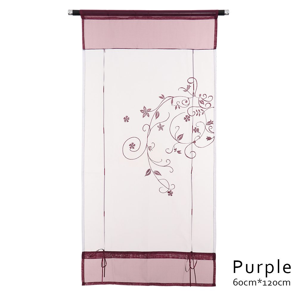 1pc romerske persienner vindue tyl voile gardin populært flot gennemsigtigt polyester gardiner broderet pastoral gardin boligindretning: 60cm x 120cm lilla