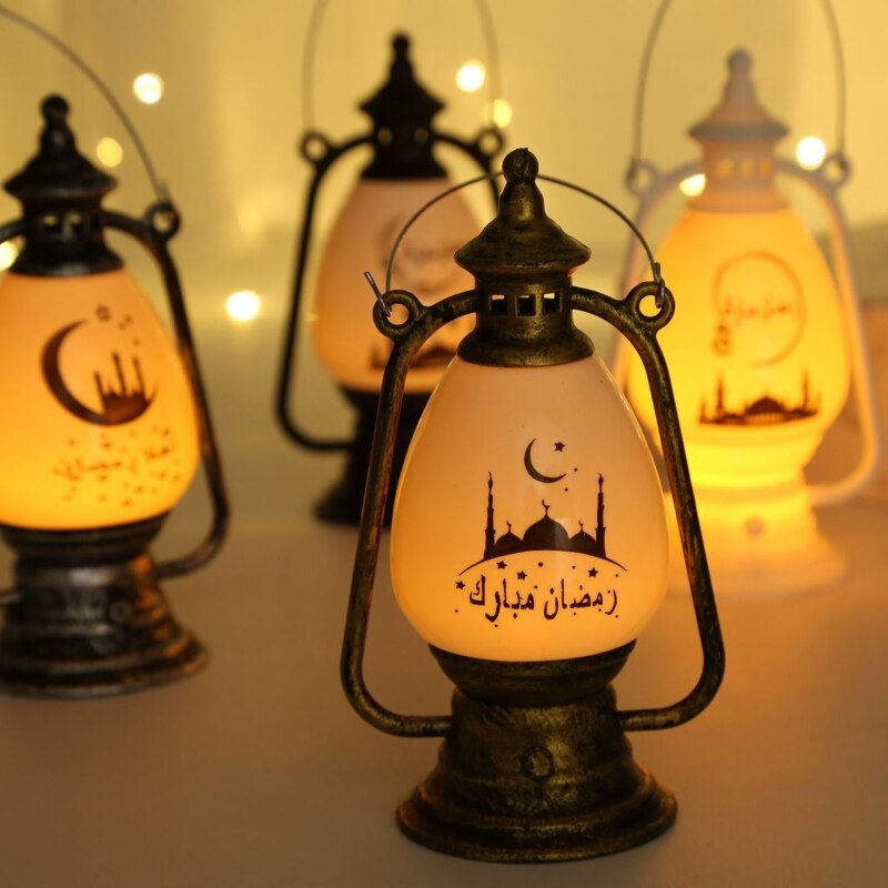 Eid Mubarak Led Wind Light Electronic Candle Lantern Night Light Ornament for ramadan Party Desktop Decoration Handheld Y5GB