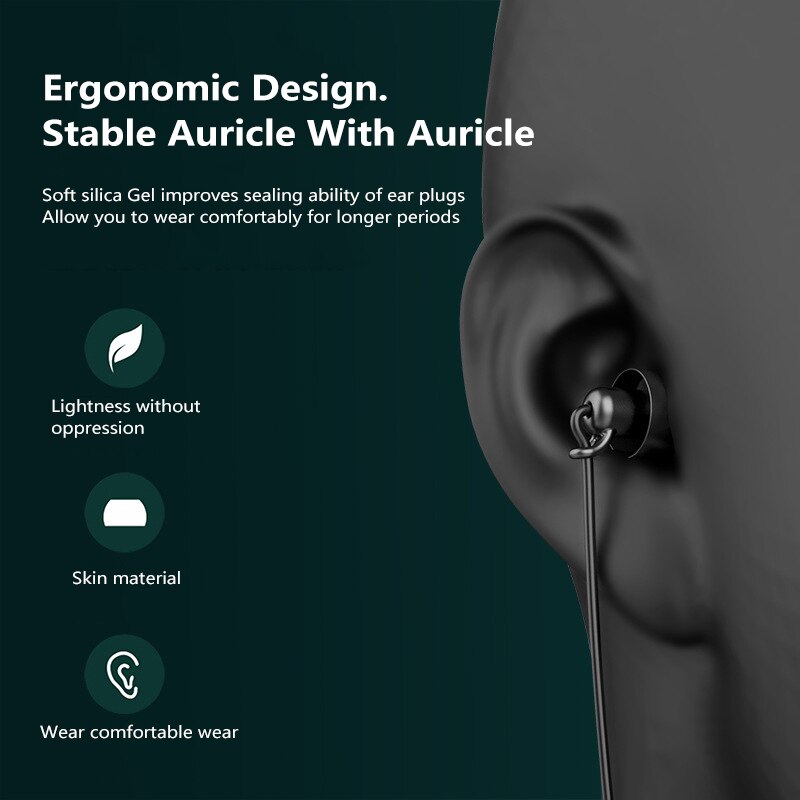 Écouteurs intra-auriculaires en Silicone souple, oreillettes filaires, antibruit, à commande vocale, hi-fi, pour dormir
