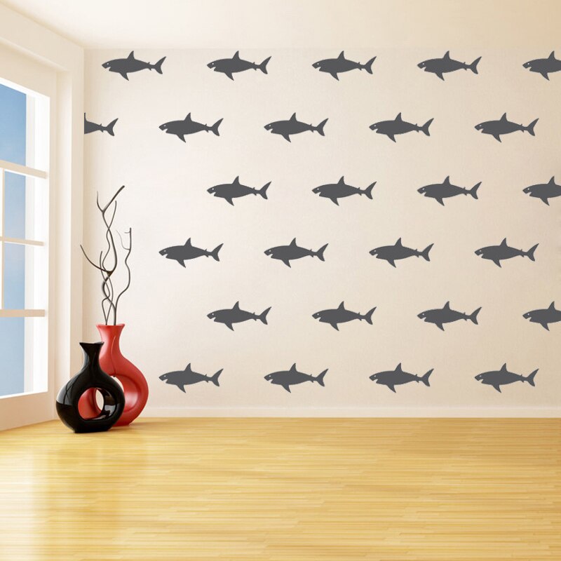 Shark Removable Pattern Wall Stickers for Nursery Kids Room Bedroom Art Decor Vinyl Waterproof Decals Living Room K84