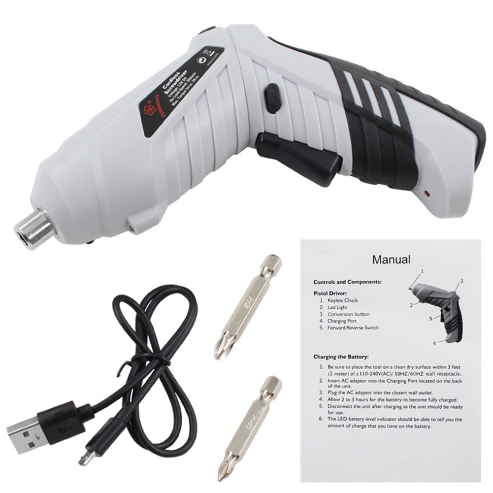 Adjust Wood Cutter Tool Kit Set USB Charging Wireless Mini Electrical Screwdriver 3.6V Rechargeable Hand Drill