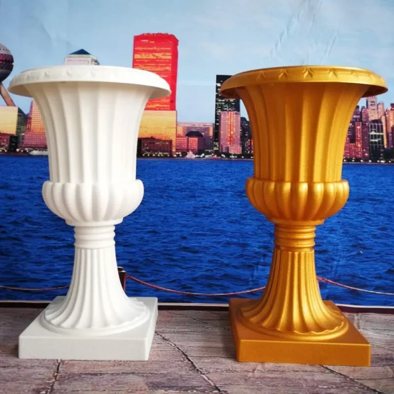 Goldene Vase für Hochzeit, Geburtstag, Weihnachten, Festival, Party, Dekoration, Originalität, retro-Stil, europäische Blumentopfvasen aus Kunststoff
