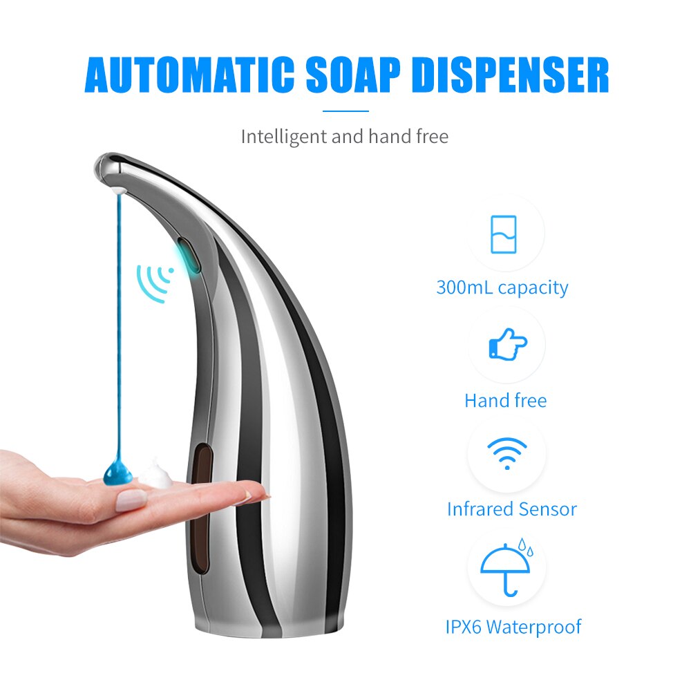 300ml Automatic Soap Dispenser Touchless Liquid Shampoo Shower Gel Lotion Auto Dispenser Infrared for Bathroom Washroom Hotel: D