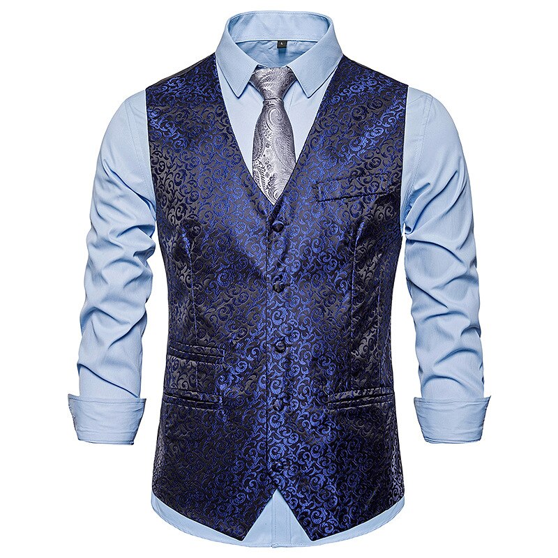 Heren casual zakelijk pak vest heren merk wit paisley jacquard vest heren feest bruiloft gilet kostuum xxl