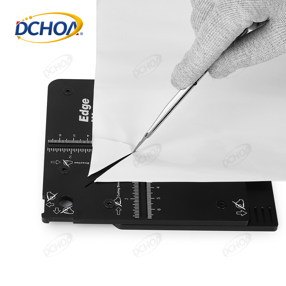 DCHOA Edge Vinyl Wrap Cutter Aid Tool Tint Film Cutting Template for Wrapping Applications furniture corners Aluminum Alloy tool