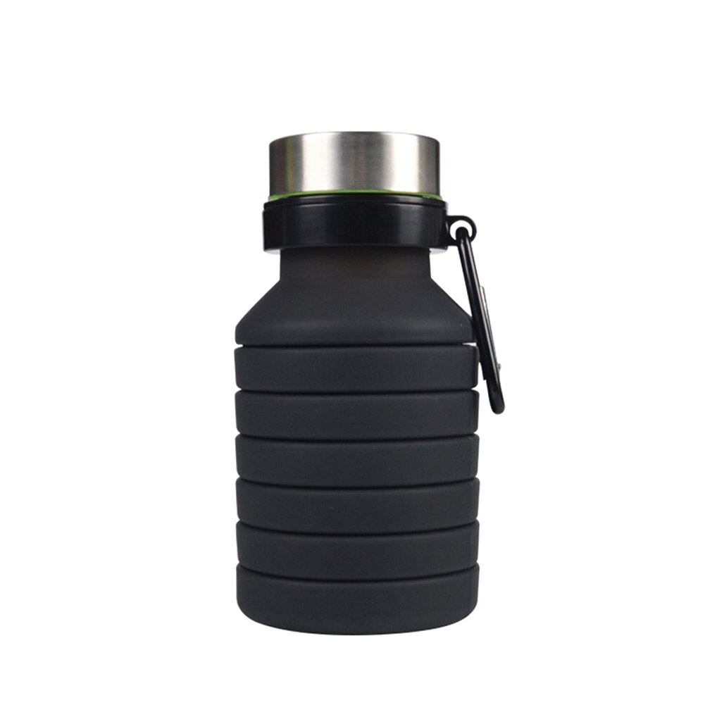 550ml silikone foldbar kaffekop drikkeflaske udendørs rejse sammenklappelig kop  h99f: Sort