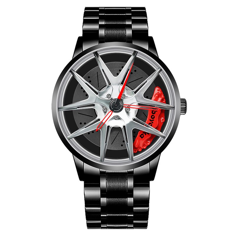 Boyadka horloges heren wiel velg naaf horloge heren polshorloge klok sportwagen op maat heren polshorloge relogio masculin: B5079- zilver-gd