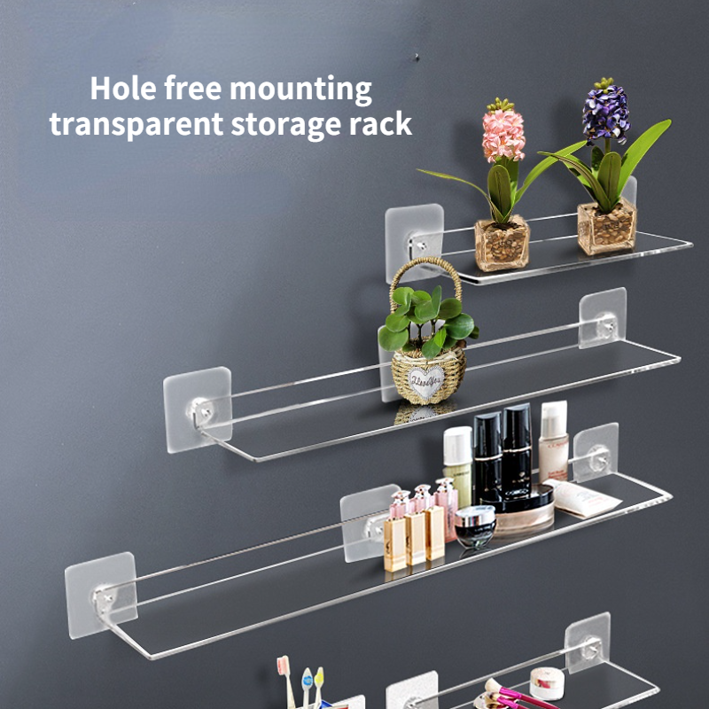 Acrylic Shelf Wall-mounted Partition Without Punching Wall Kitchen Bathroom Transparent Panels Shelves for Wall Mounted Shelf